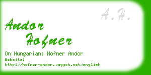 andor hofner business card